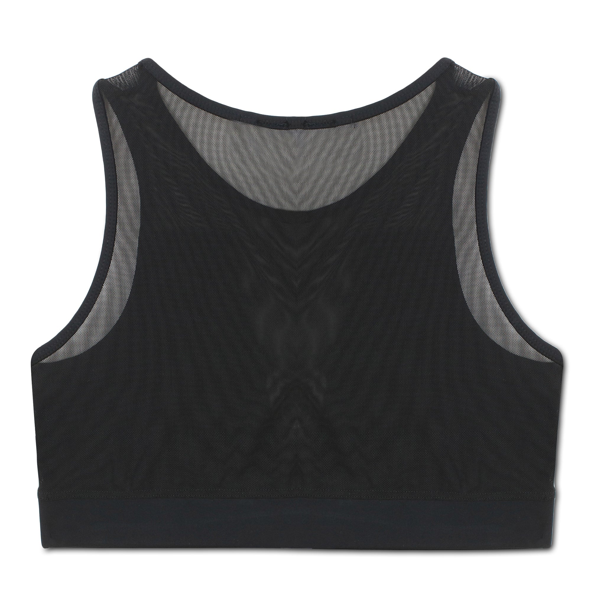 ***ELITE COLLECTION** Black Sports Bra styled with a V-Shaped Mesh Panel