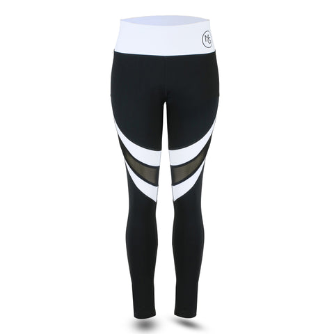 *** ELITE COLLECTION***Plus Size - High-Performance Black and White leggings, with Mesh insert